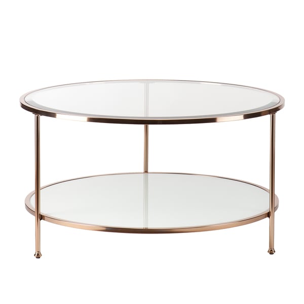 SEI Furniture Grant Gold Copper Round Coffee Table with Storage