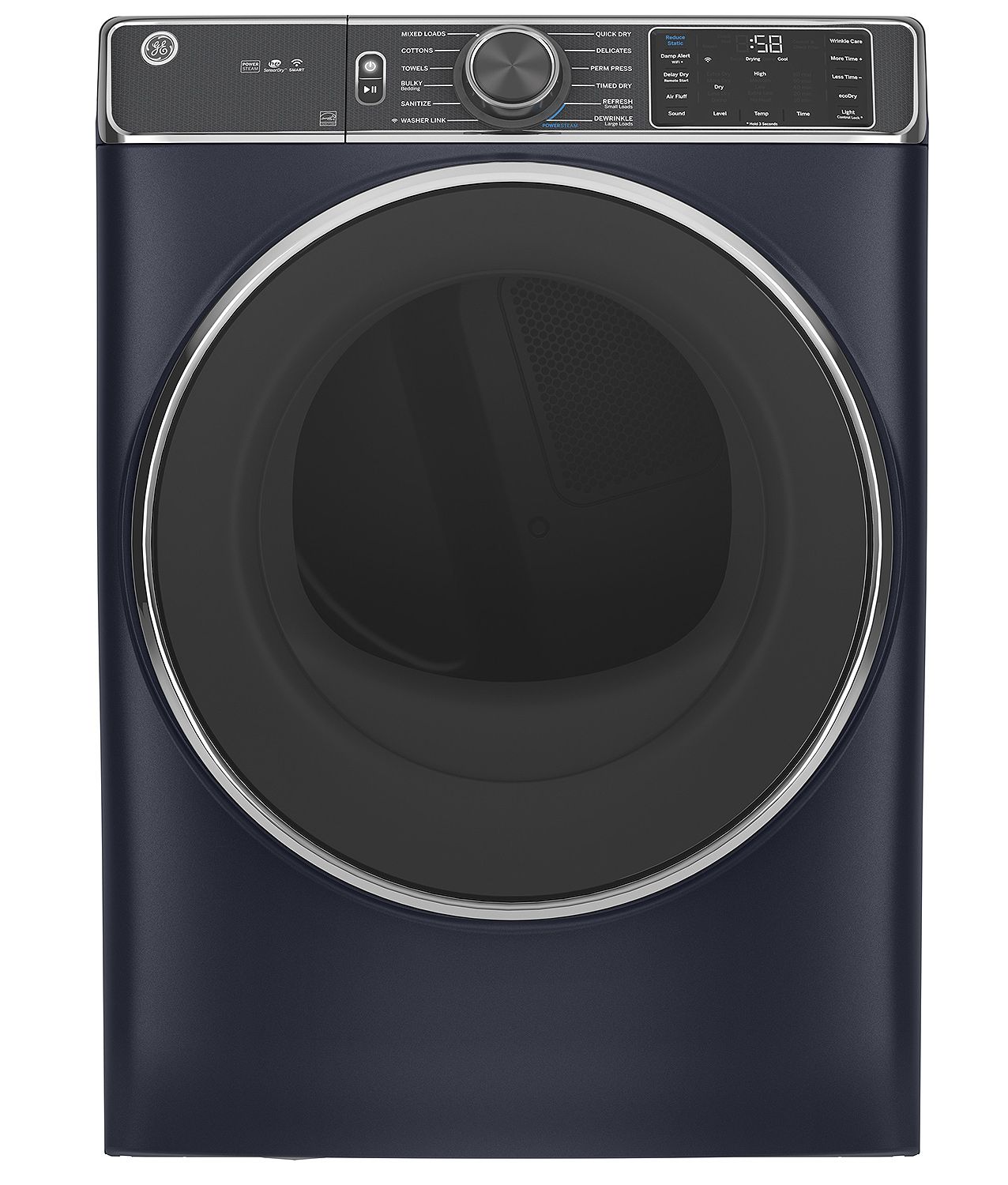 GE ADA 7.8 Cu. Ft. Sapphire Blue Smart Front Load Gas Dryer With Steam And Sanitize Cycle