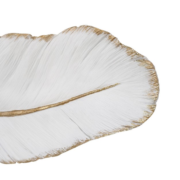 Polystone Bird Feather Wall Decor White Cosmoliving By Cosmopolitan