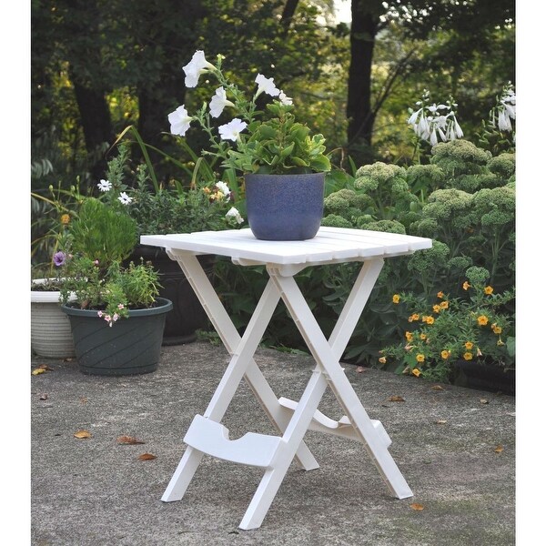 Outdoor Fast Folding Patio Side Table，White Weather Resistant Resin