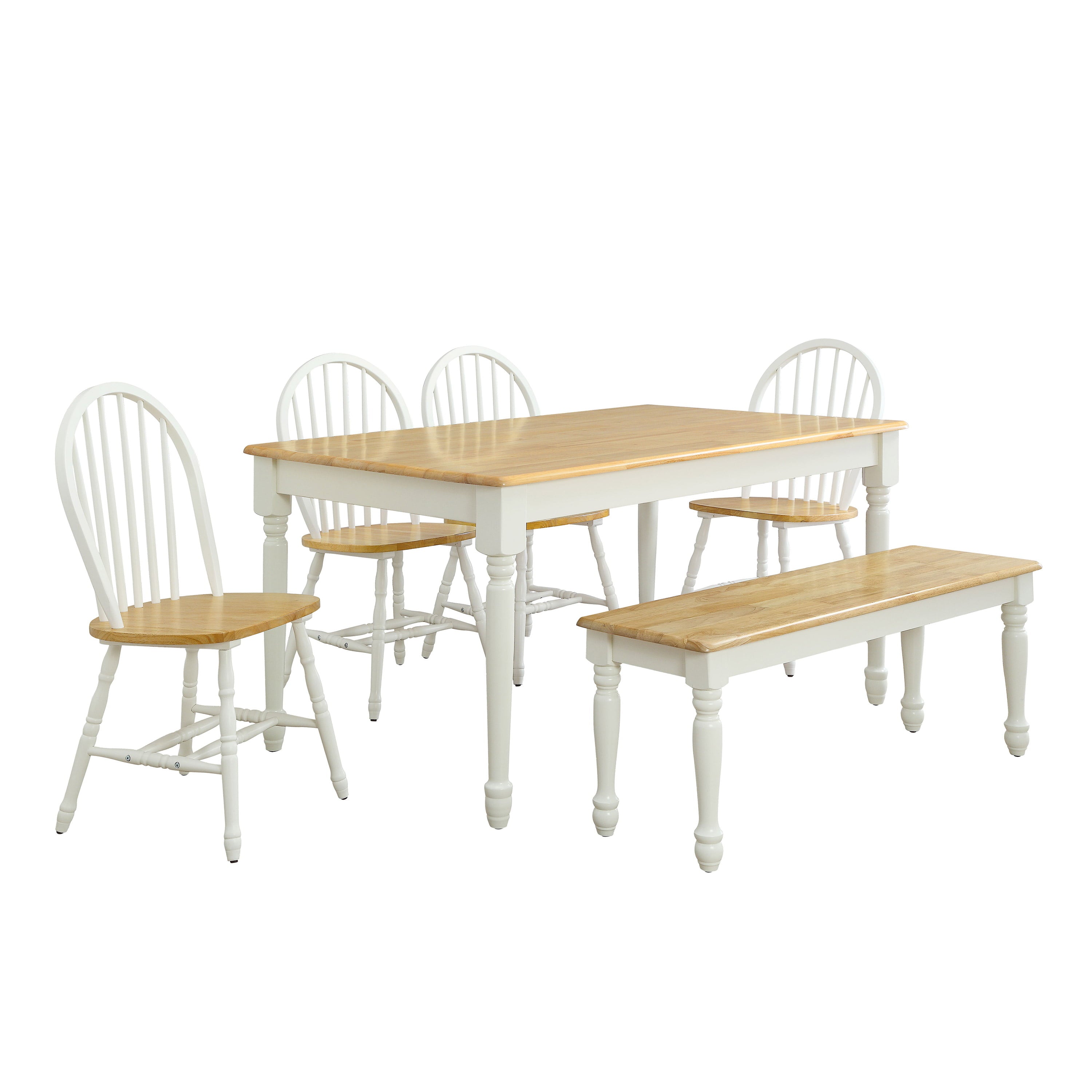 Better Homes and Gardens Autumn Lane Windsor Solid Wood Dining Chairs， White and Oak (Set of 2)