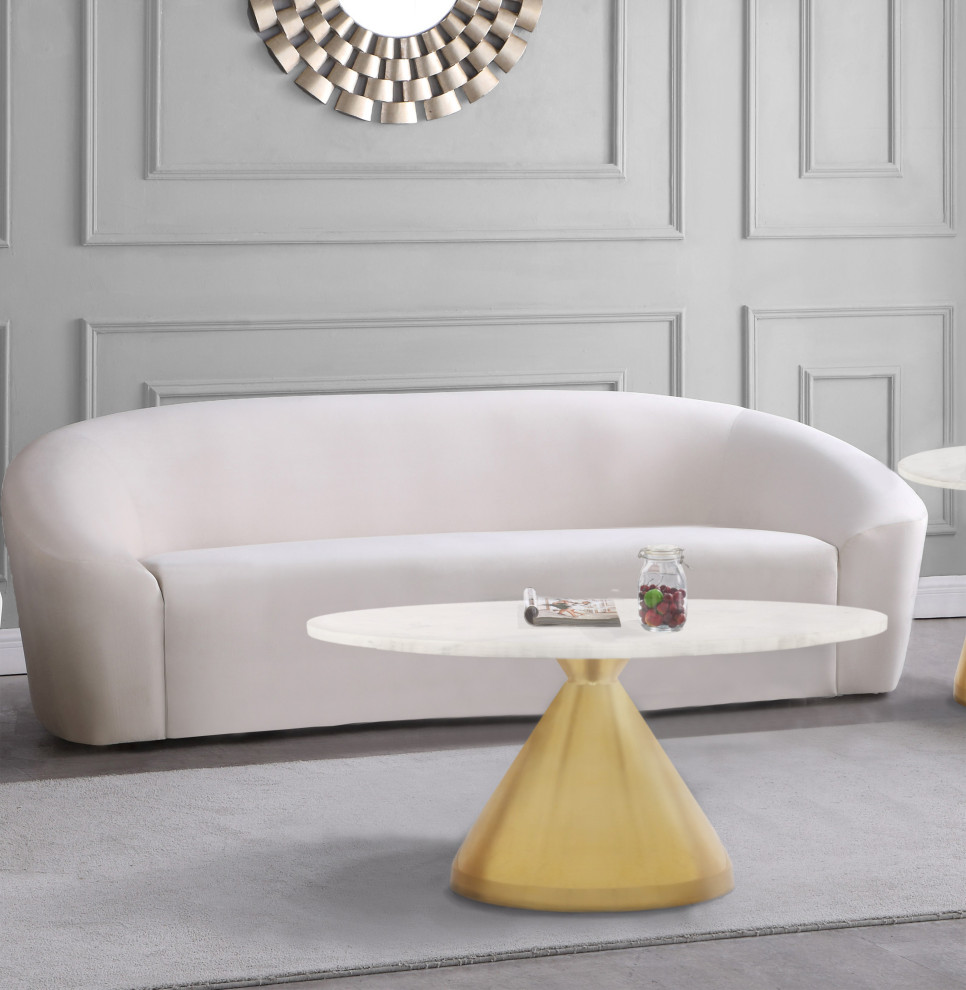 Emery White Marble Coffee Table   Contemporary   Coffee Tables   by Meridian Furniture  Houzz