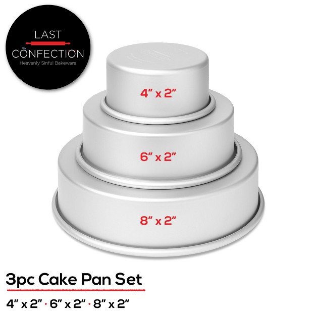 Last Confection 3pc Round Cake Pan Sets Professional Bakeware