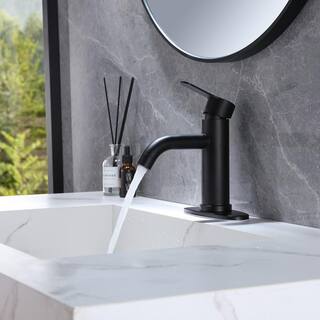 BWE Single Hole Single-Handle Bathroom Faucet in Matte Black A-96024-Black