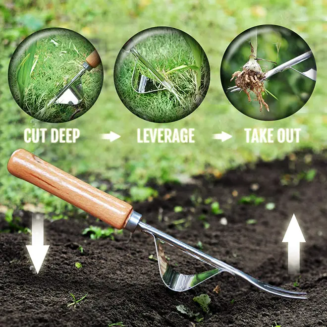 Hot Sale Hand Weeder Manual Garden Pull Tool Garden Weeding Tools Wooden Handle Shock Absorber Completely Remove Weeds