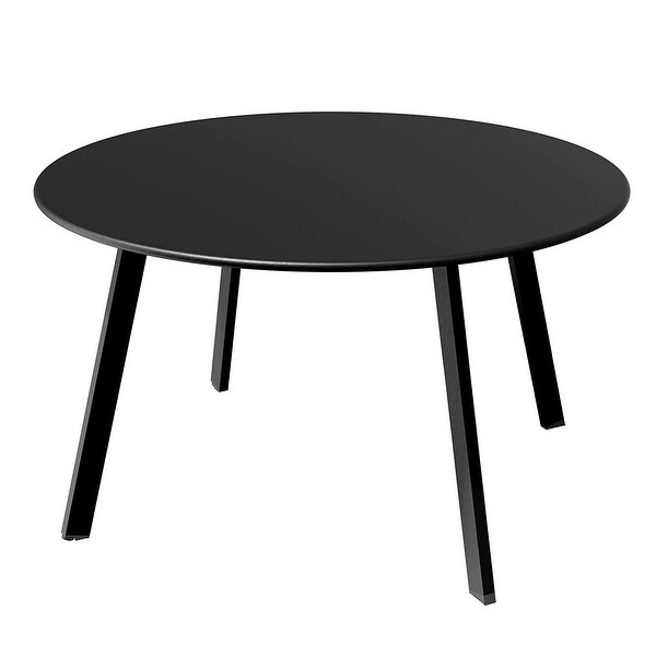 Black Round Steel Patio Outdoor End Table，WeatherResistant Large Outside Side Table for Garden Balcony Yard