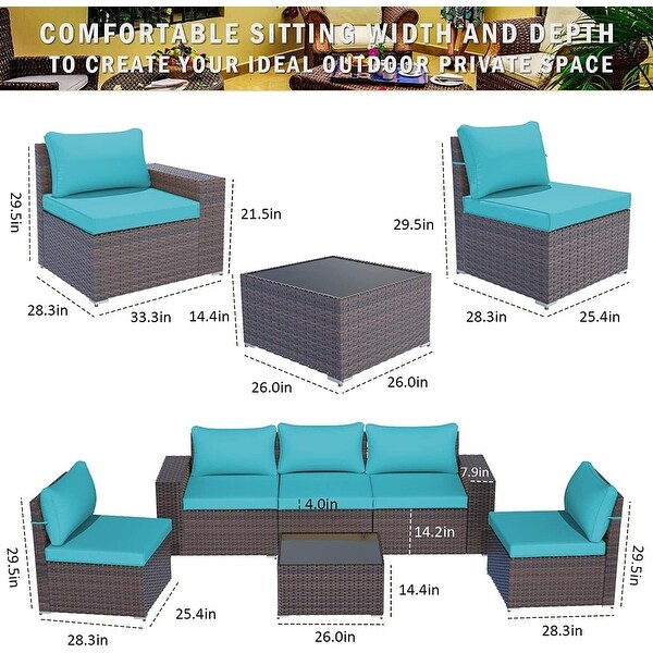 Kullavik Patio Furniture Set Sofa 6Piece Wicker Sectional Sofa Set，Outdoor Furniture Rattan Patio Sofa Conversation Set