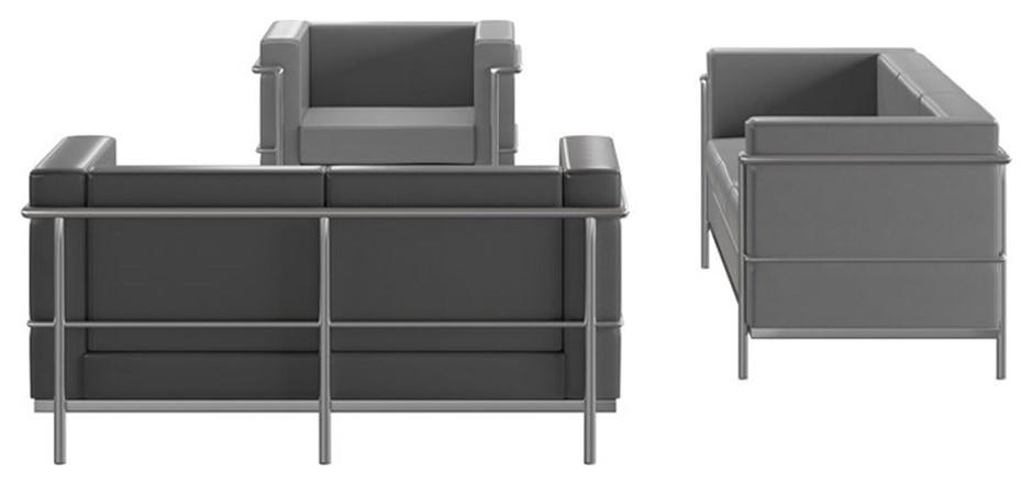 Flash Furniture Hercules Regal LeatherSoft Reception Set in Gray   Modern   Living Room Furniture Sets   by Homesquare  Houzz