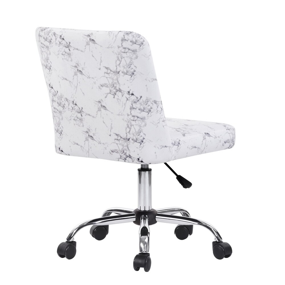 Modern Home Upholstered Office Chair  Computer Armless Swivel Desk Chair  Height Adjustable Mid Back Office Chair