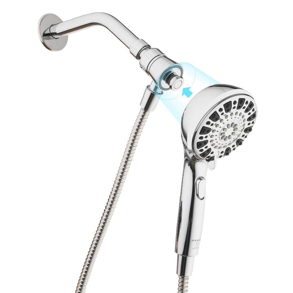 Glacier Bay Push Release 6-Spray Patterns with 1.8 GPM 4.25 in. Wall Mount Handheld Shower Head in Chrome 8571101HC