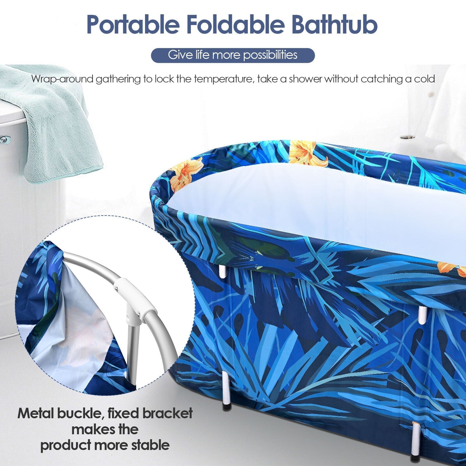 De-Stress 2023 Large Portable Folding Soaking Bathtub For Adults