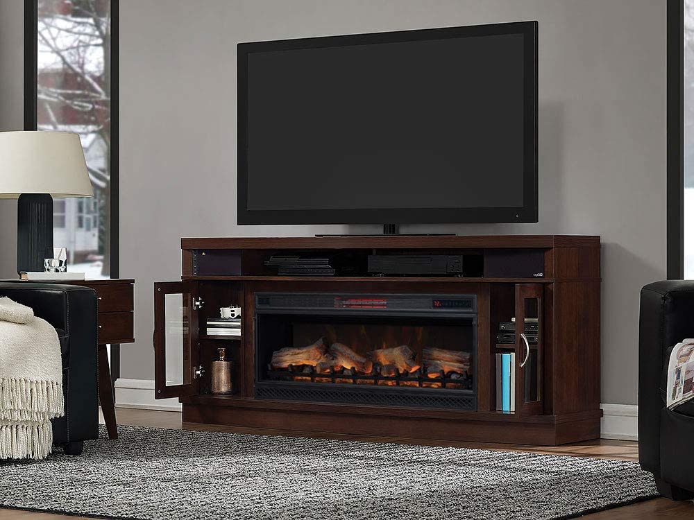 ClassicFlame Deerfield Cabinet Antique Brown Cherry & 42" Linear Firebox