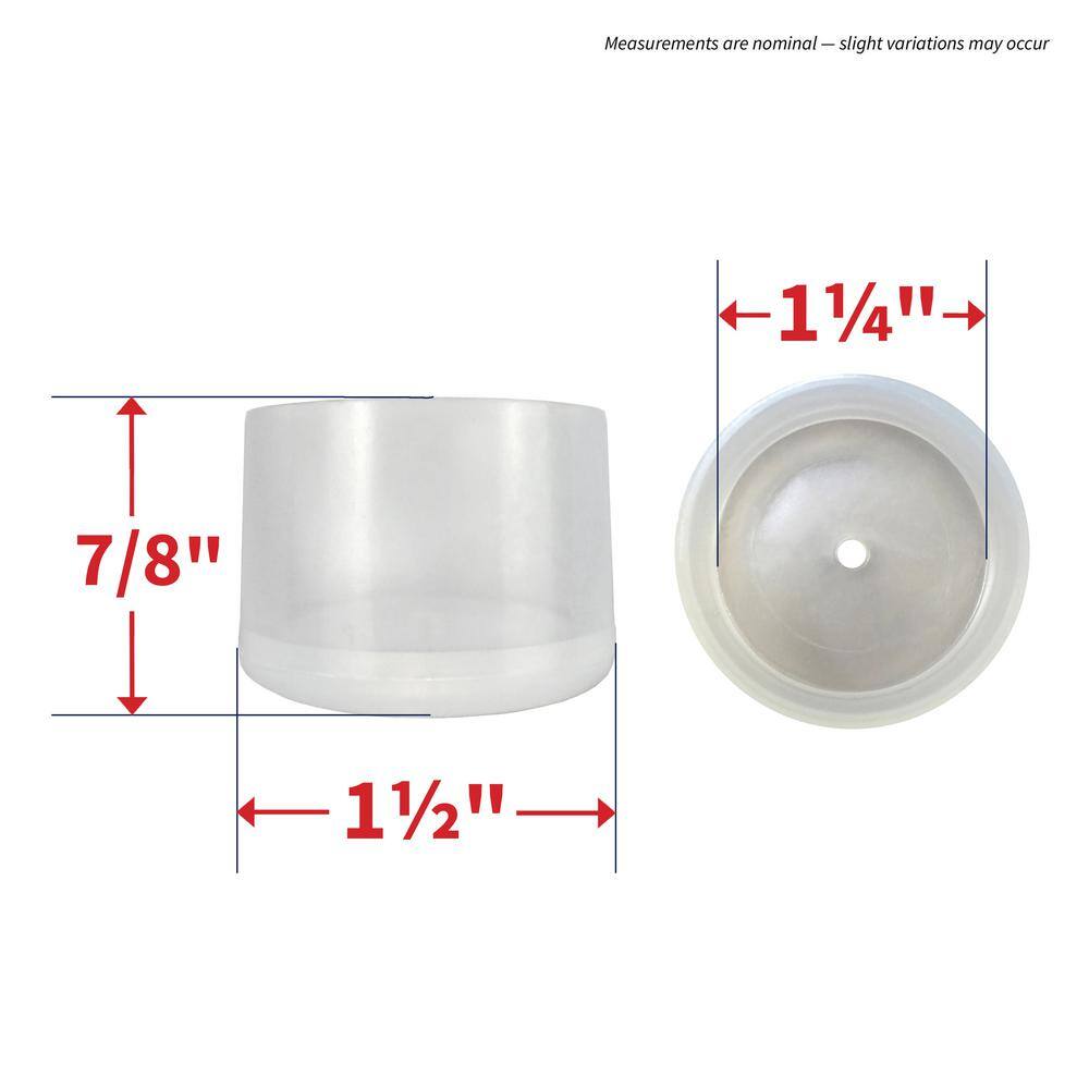 Everbilt 1-14 in. Clear Rubber Like Plastic Leg Caps for Table Chair and Furniture Leg Floor Protection (2-Pack) 4480895EV