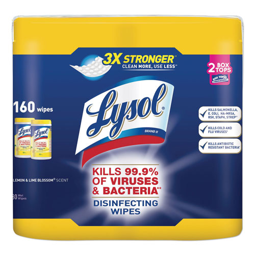 Reckitt Benckiser Lysol Disinfecting Wipes | 7 x 8， Lemon and Lime Blossom， 80 Wipes