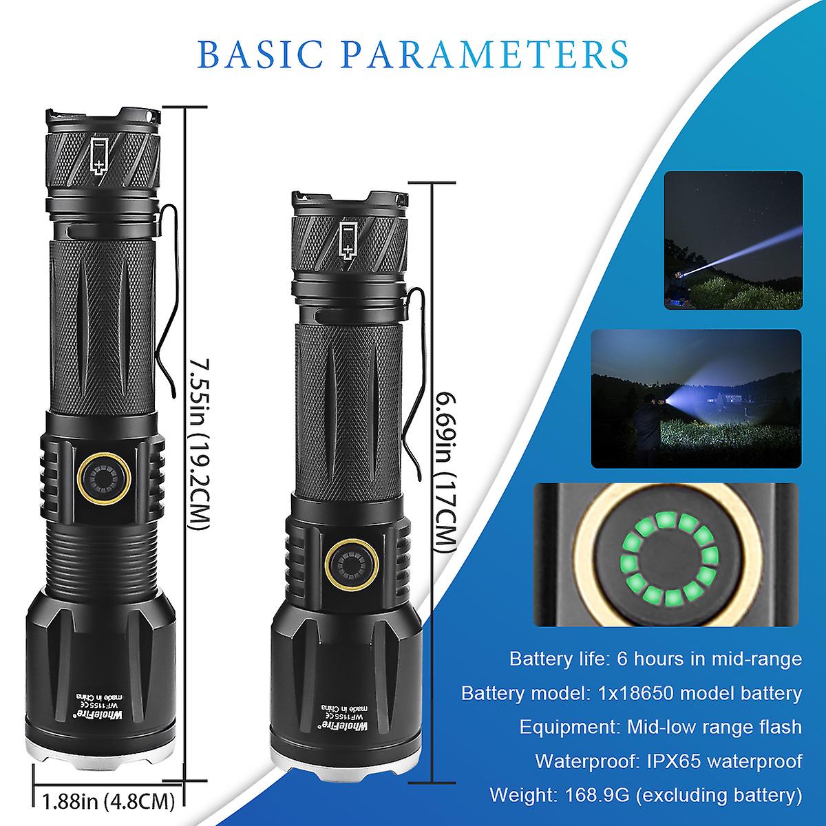 Powerful P160 Super Bright Led Flashlight Torch No Battery