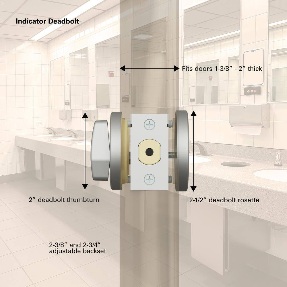 Universal Hardware Universal Hardware Occupancy Indicator Deadbolt non-handed adjustable backset Satin Chrome Finish UH40131