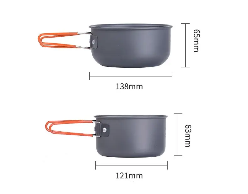 4 pcs/set outdoor camping utensils Aluminium oy Hiking Camping Cookware Set Picnic Bowl Pot Pan Set