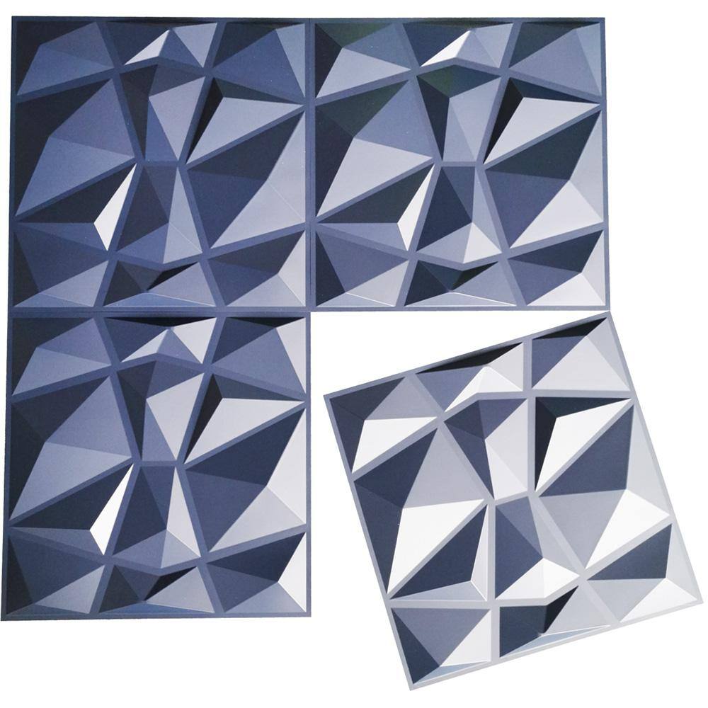 Art3dwallpanels Diamond Decorative 3D PVC Wall Panel Navy Blue 19.7 x 19.7 in. ( 32 sq. ft. case) A10hd38BL