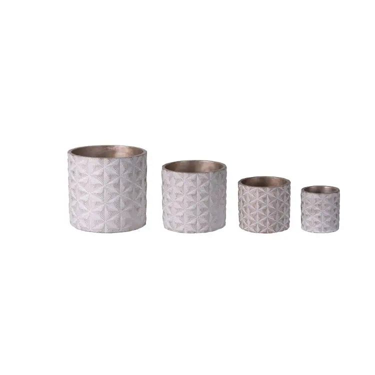 Christmas Planter Pot Gold And Silver Colored Square Shape Cement Pots Artificial Flower Used for Home Decor