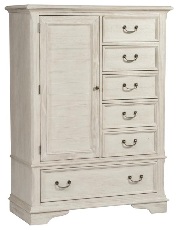 Gentleman  x27s Chest  Antique White Finish with Heavy Wire Brush   Traditional   Accent Chests And Cabinets   by ShopLadder  Houzz