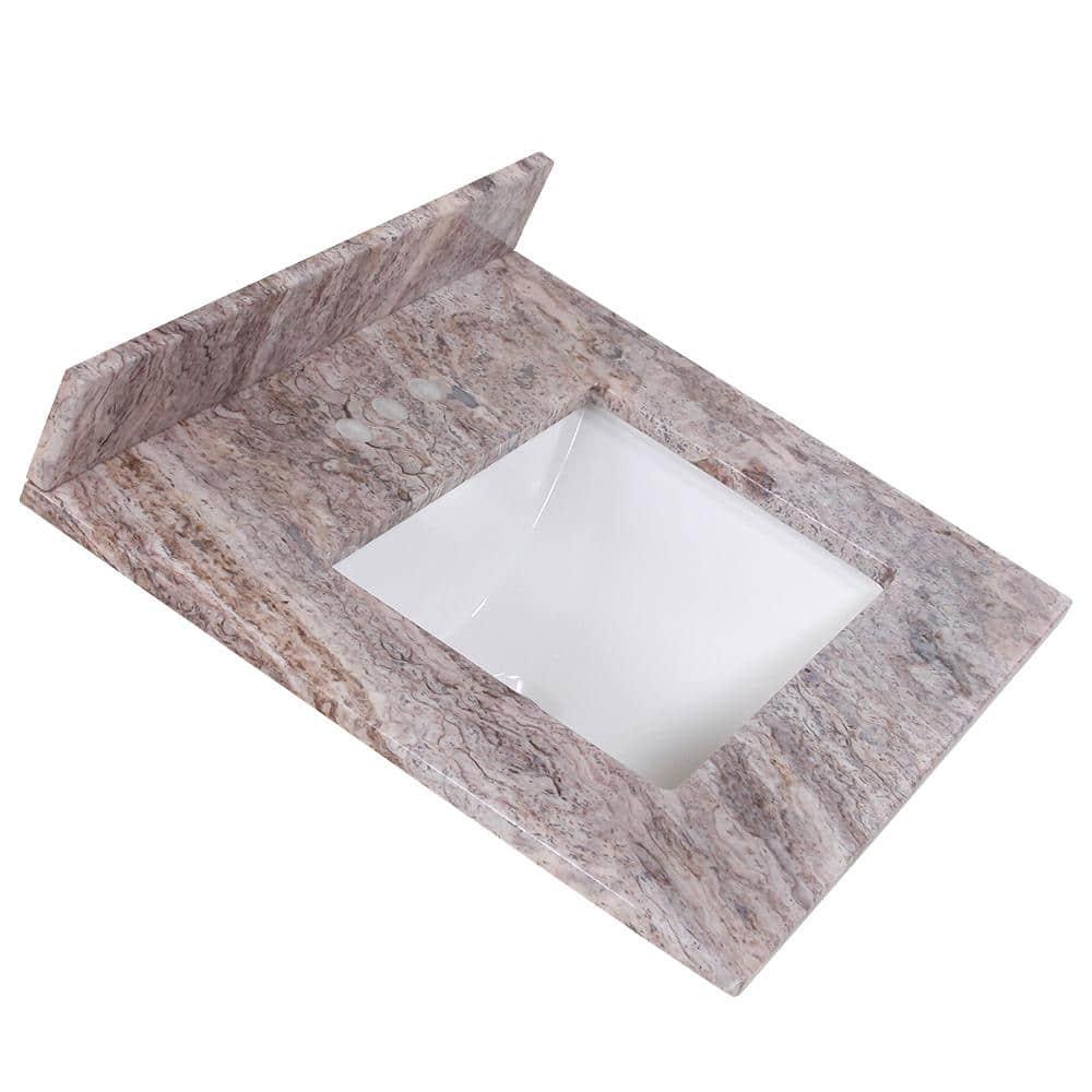 Home Decorators Collection 25 in W x 22 in D Stone Effects Cultured Marble Vanity Top in Cold Fusion with White Sink