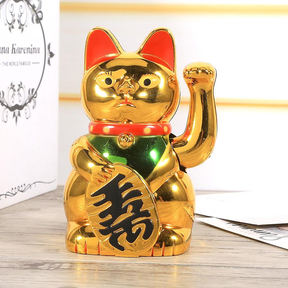 Large Gold Waving Hand Paw Up Wealth Prosperity Welcoming Cat Good Luck Feng Shui Decoration