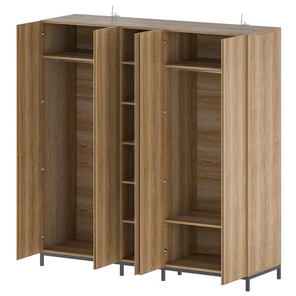 Spacious 5 Door Oak Wardrobe with Mirror 82.7