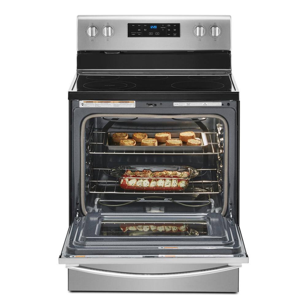 Whirlpool 30 in. 5.3 cu. ft. Electric Range with 5-Elements and Frozen Bake Technology in Fingerprint Resistant Stainless Steel WFE525S0JZ