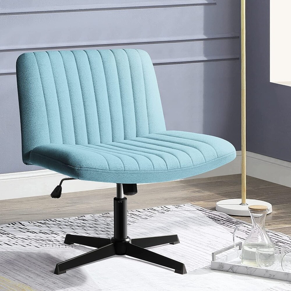 BOSSIN Armless Office Desk Chair No Wheels Fabric Padded Modern Swivel Vanity Chair