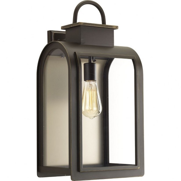 Progress Lighting Refuge 1 light Large Wall Lantern Oil Rubbed Bronze Clear Glass Umber Reflector Panel