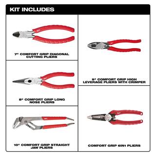 MW Electrician's Pliers Hand Tool Set (5-Piece) 48-22-6331-48-22-6100-48-22-3079