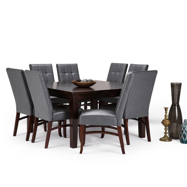 WYNDENHALL Hawthorne Contemporary 9 Pc Dining Set with 8 Upholstered Dining Chairs and 54 inch Wide Table