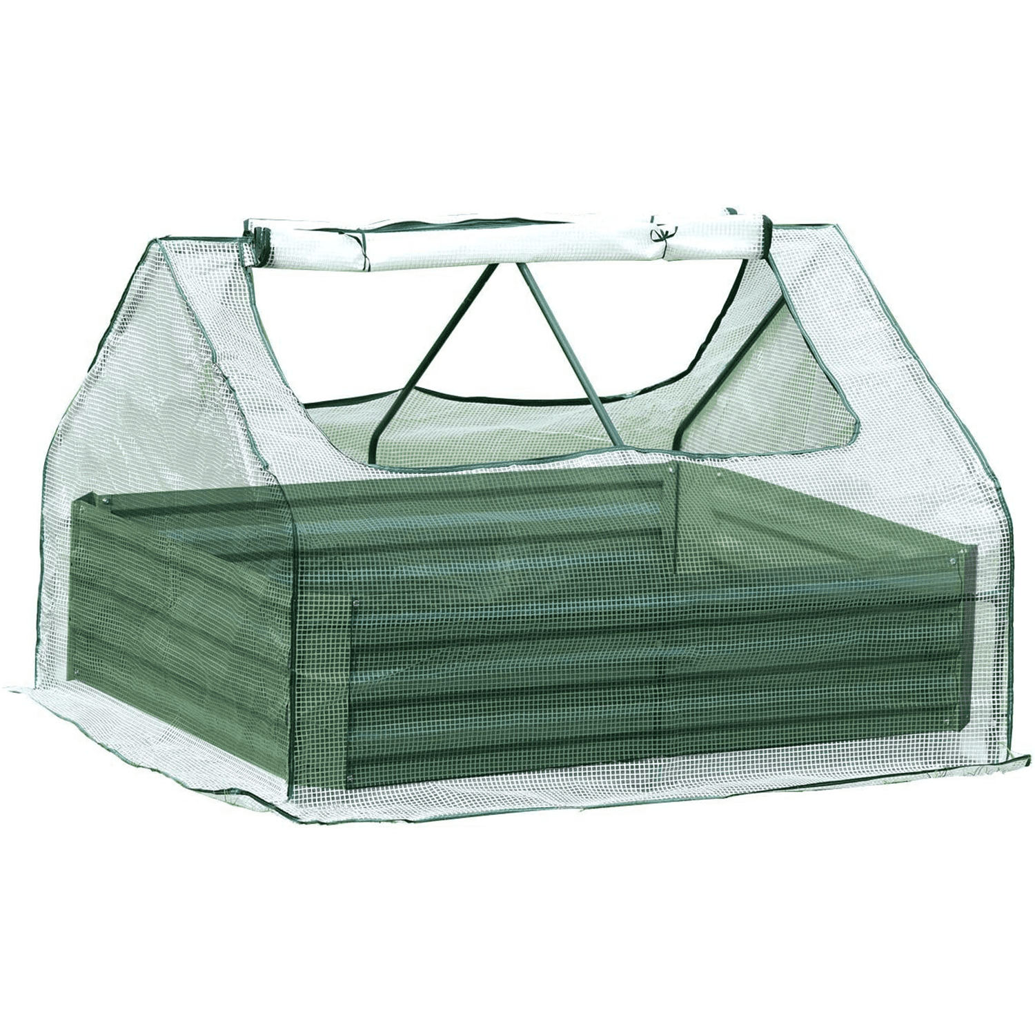 Aoodor 4.3 ft. x 4.3 ft. x 2.9 ft. Raised Garden Bed Planter Box Greenhouse White