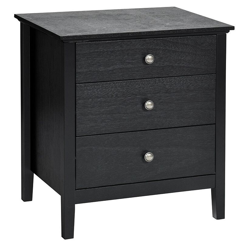 Nightstand Beside End Side Table Organizer With 3 Drawers