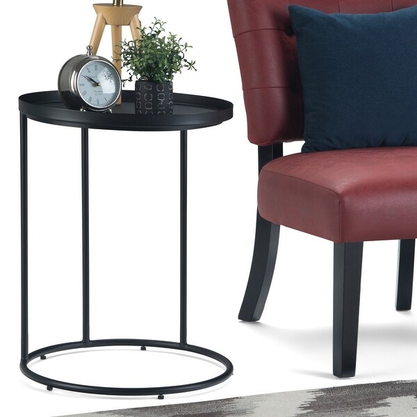 WYNDENHALL Lipton Industrial 18 inch Wide Metal Accent Side Table in Black， Fully Assembled - 18