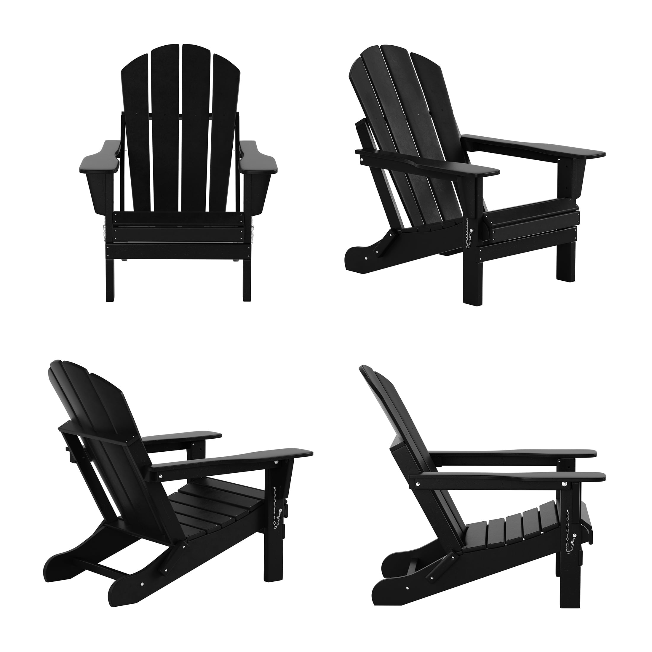 Westintrends Outdoor Adirondack Chair, Plastic Fire Pit Chair, Weather Resistant Folding Patio Lawn Chair for Outside Deck Garden Backyard Balcony, Black