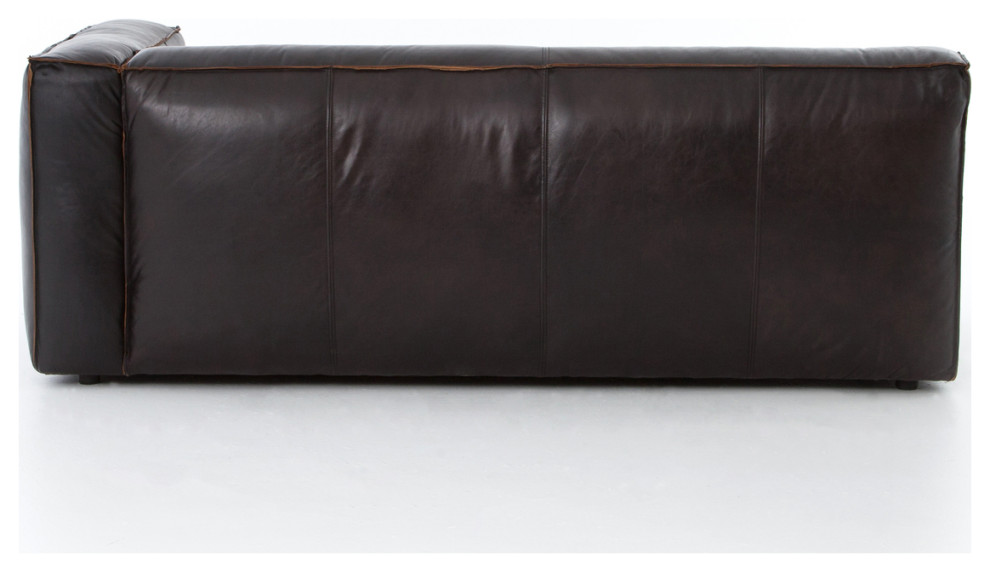 Nolita Saddle Black Leather Sectional Chaise RAF   Contemporary   Indoor Chaise Lounge Chairs   by Zin Home  Houzz