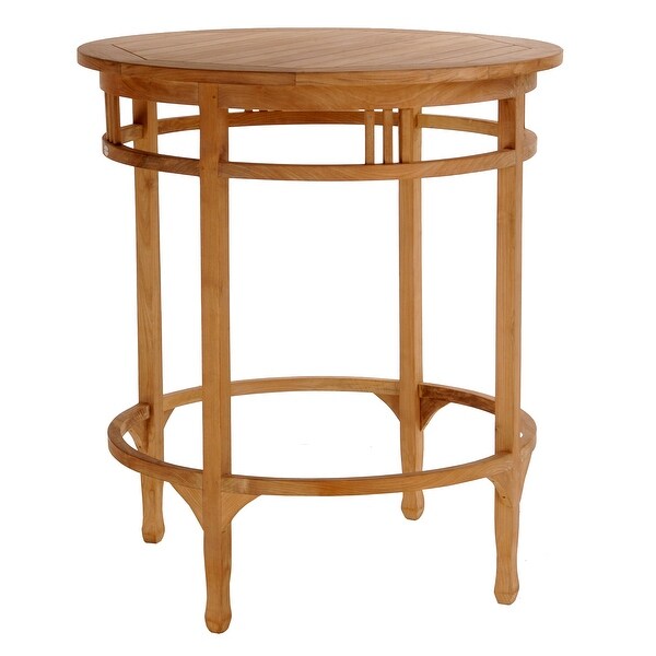 Chic Teak Large Teak Wood Orleans Round Outdoor Patio Bar Table，38 inch (table only)