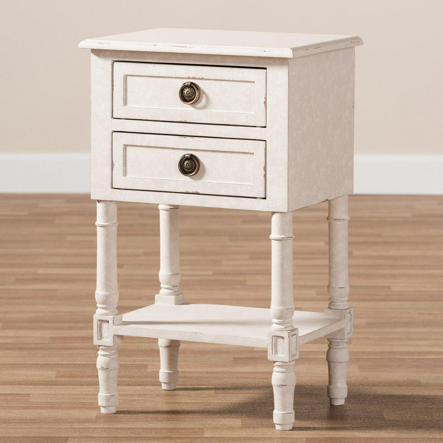 Baxton Studio Lenore 2 Drawer Nightstand