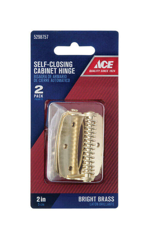 Ace 2 in. L Bright Brass Cabinet Hinge 2 pk