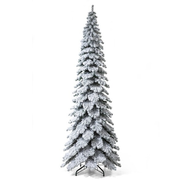 Glitzhome 7.5ft/9ft/12ft PreLit Flocked Layered Spruce Artificial Christmas Trees