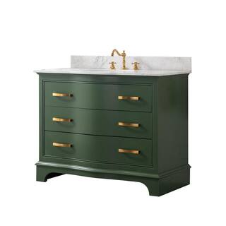 SUDIO Monroe 42 in. W x 22 in. D x 33.7 in. H Bath Vanity in Evergreen with White Marble Top Monroe-42EG