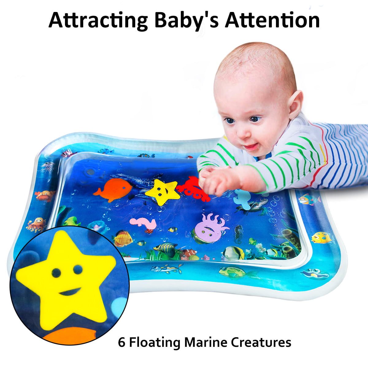 Inflatable Tummy Time Water Play Mat - Baby Water Mat for Infants and Toddlers - Leakproof Premium Water Play Mat - Baby Toys Water Mat Activity Center for Baby Stimulation