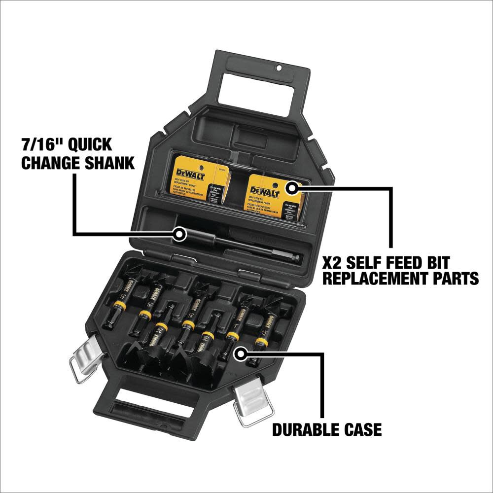 DEWALT 8-Piece Assorted Woodboring Self-feed Drill Bit Set DW1649 from DEWALT