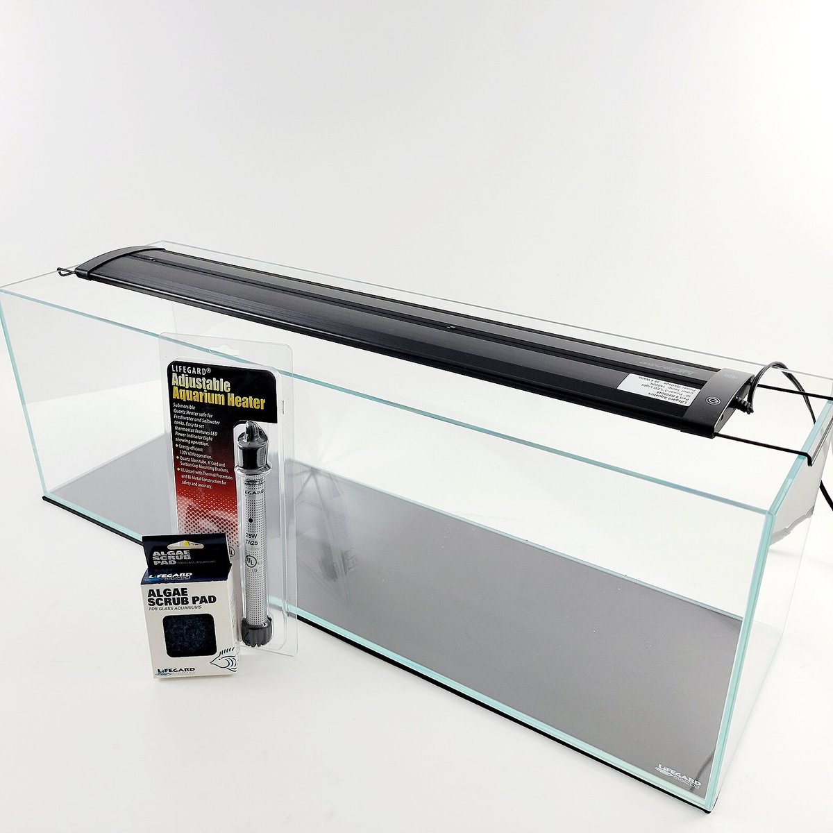 Lifegard Aquatics Long Ultra Clear Low Iron Bookshelf Fish Aquarium Kit