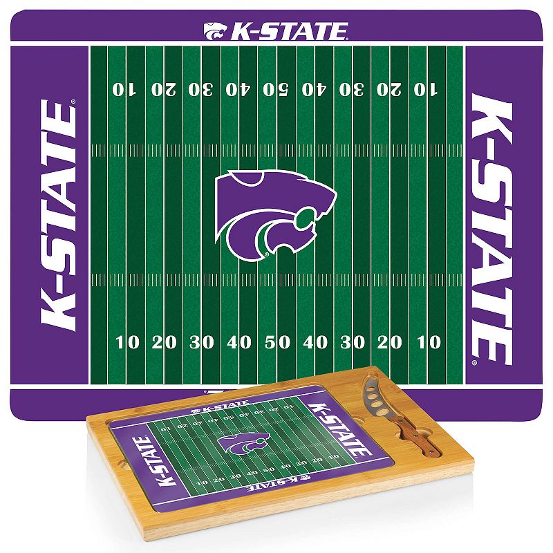 Picnic Time Kansas State Wildcats Icon Glass Top Cutting Board and Knife Set