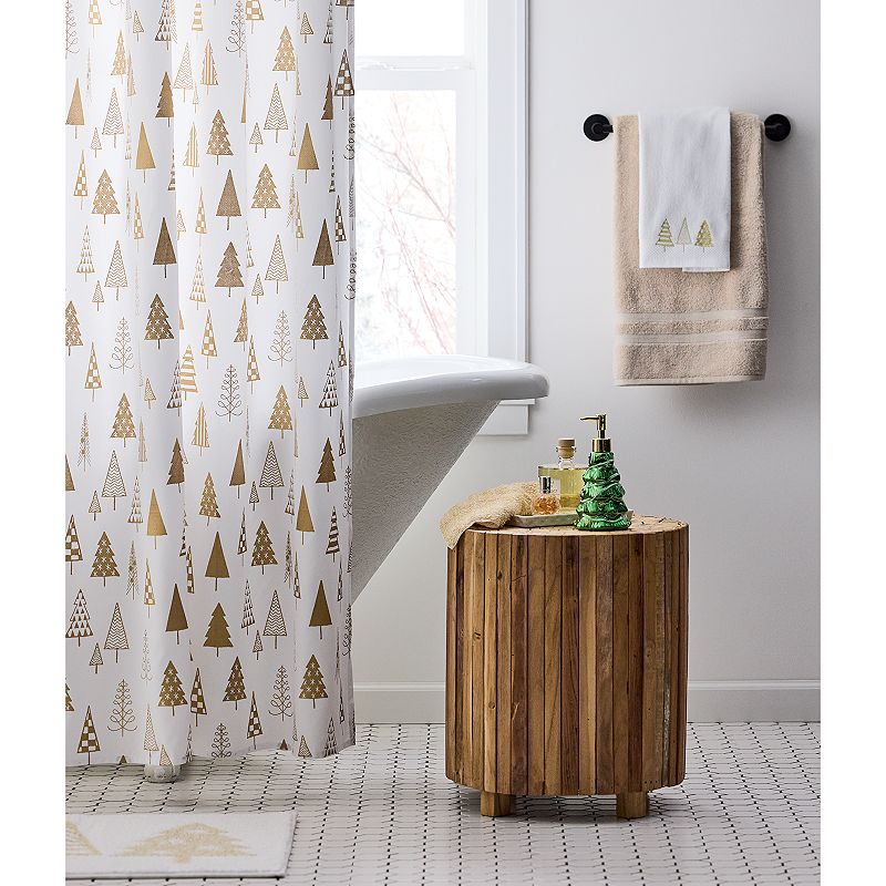 St. Nicholas Square Gold Trees Shower Curtain