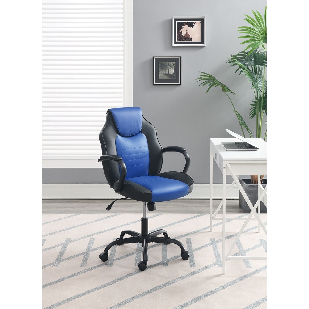 Ergonomic Faux Leather Gameing Computer Chair  Modern Office Chair with Fixed Armrest and Height Adjustable  for Office/Bedroom