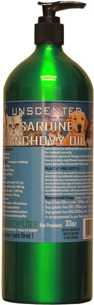 Iceland Pure Pet Products Unscented Pharmaceutical Grade Sardine and Anchovy Oil Liquid Dog and Cat Supplement