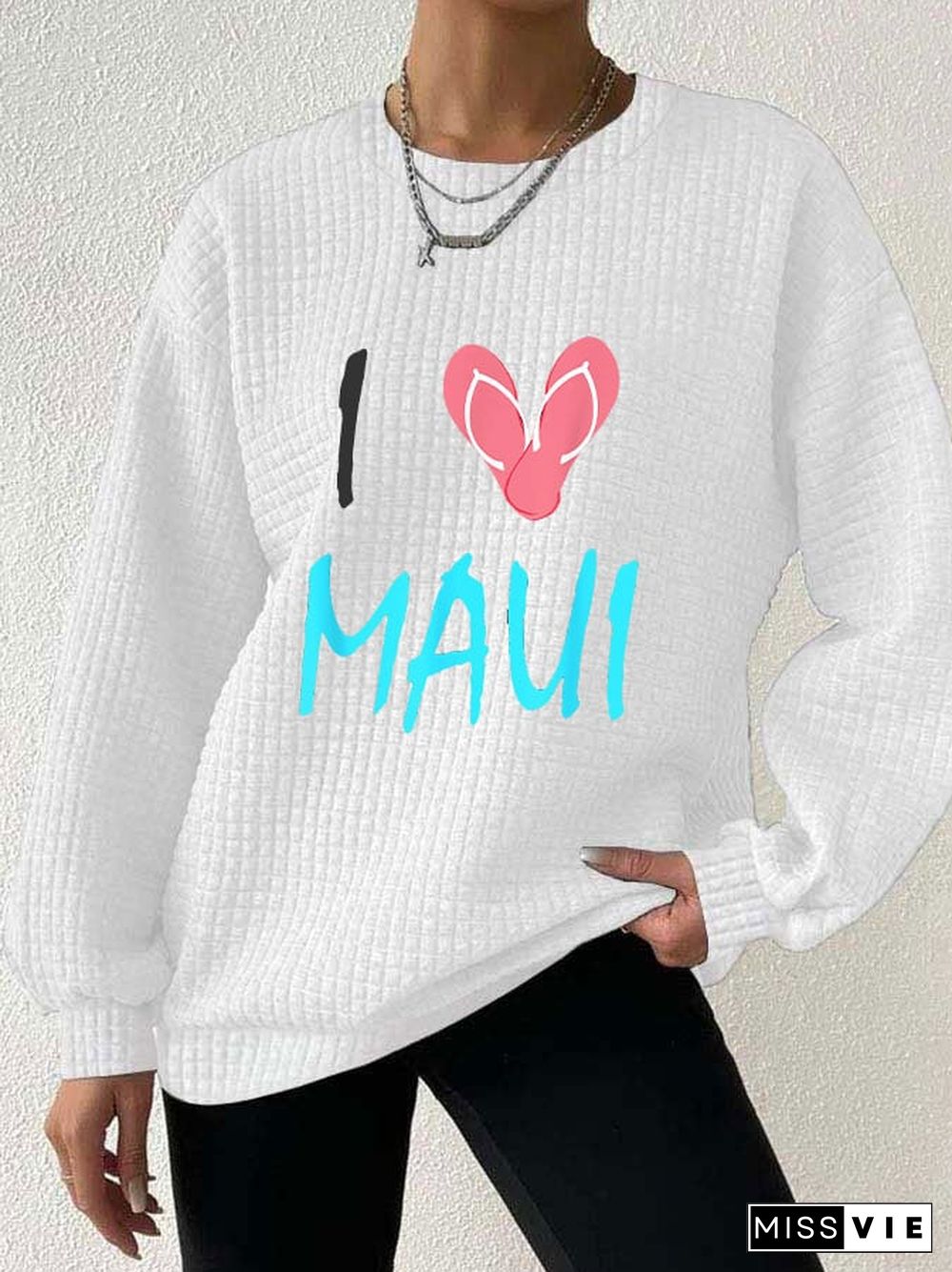 Women's I love maui waffle sweatshirt